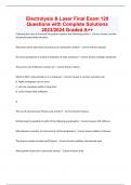 Electrolysis & Laser Final Exam 120 Questions with Complete Solutions 2023/2024 Graded A++