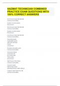 HAZMAT TECHNICIAN COMBINED PRACTICE EXAM QUESTIONS WITH 100% CORRECT ANSWERS 2023