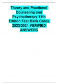 Theory and Practice of  Counseling and Psychotherapy 11th Edition Test Bank Corey 2023/2024 VERIFIED  ANSWERS