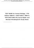 TEST BANK for Human Biology, 17th Edition ISBN10: 1260710823, ISBN13: 9781260710823 By Sylvia Mader and Michael Windelspecht A+