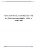 Test Bank for Introduction to Abnormal Child and Adolescent Psychology 3rd Edition by Robert Weis All Chapters A+ 