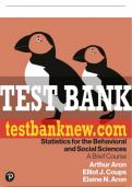Test Bank For Statistics for the Behavioral and Social Sciences: A Brief Course 6th Edition All Chapters - 9780137516711