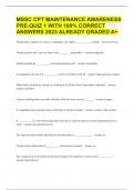 MSSC CPT MAINTENANCE AWARENESS PRE-QUIZ 1 WITH 100% CORRECT ANSWERS 2023 ALREAD Y GRADED A+