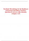 Test Bank Microbiology for the Healthcare  Professional 2nd Edition VanMeter  Questions & Answers with rationales  (Chapter 1-25