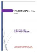 1 November 2023 - Exam (Memo) -  Professional Ethics (LJU4802) 