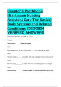 Chapter 4 Workbook [Hartmann Nursing Assistant Care The Basics] Body Systems and Related Conditions 2023/2024  VERIFIED ANSWERS