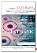 A Complete A+ TEST BANK for Potter and Perry’s  Canadian Fundamentals of Nursing 7th Edition  by Astle & Duggleby (2023), All Chapters 1-48,  ISBN-13 978-0323870658