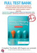 Test bank for Leading and Managing in Canadian Nursing 2nd Edition by Patricia S. Yoder-Wise; Janice Waddell; Nancy Walton | 9781771721677 | 2020/2021| Chapter 1-32 |  All Chapters with Answers and Rationals