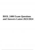 BIOL 2400 Exam Questions With Answers Latest 2023/2024 (Graded 100%)