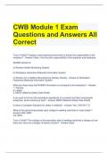CWB Module 1 Exam Questions and Answers All Correct 