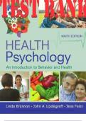 TEST BANK FOR HEALTH PSYCHOLOGY- AN INTRODUCTION TO BEHAVIOUR AND HEALTH UPDATED TEST BANK 9TH EDITION BRANNON  TEST BANK
