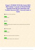 Exam 3: NUR256/ NUR 256 (Latest 2023/ 2024 Update) Concepts of Mental Health  Nursing Exam Review| Questions and Verified Answers| 100% Correct| Grade A- Galen