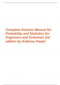 Complete Solution Manual Probability and Statistics for Engineers and Scientists (3rd Edition) Anthony Hayter