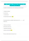 BIO 1A03 Test 1 Review Questions and Answers Graded A