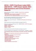 HCCA - CHPC Final Exam Latest 2023- 2024 HCCA – CHPC Exam Update 2023- 2024 Questions and Correct Answers  Rated A+