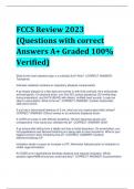 FCCS Review 2023 (Questions with correct Answers A+ Graded 100% Verified)