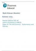 Pearson Edexcel GCE AS Level In Economics A (8EC0) Paper 02 MARK SCHEME (Results) Summer 2023: The UK Economy - Performance and Policies