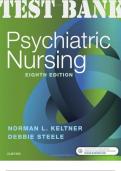 TEST BANK for Psychiatric Nursing 8th Edition by Keltner Norman & Steele Debbie. ISBN 9780323528740 (Complete Chapters 1-36 Q&A)