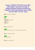 Exam 2: NUR265/ NUR 265 (Latest 2023/ 2024 Update) Advanced Concepts of Medical-Surgical Nursing Exam Review| Complete Guide with Questions and Verified Answers| 100% Correct- Galen