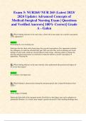 Exam 3: NUR265/ NUR 265 (Latest 2023/ 2024 Update) Advanced Concepts of Medical-Surgical Nursing Exam | Questions and Verified Answers| 100% Correct| Grade A - Galen