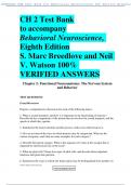 CH 2 Test Bank to accompany Behavioral Neuroscience, Eighth Edition S. Marc Breedlove and Neil V. Watson 100%  VERIFIED ANSWERS
