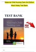 TEST BANK For Maternal-Child Nursing Care with The Women’s Health Companion Optimizing Outcomes for Mothers, Children, and Families, 2nd Edition, Susan L. Ward, Shelton M. Hisley, All Chapters 1 - 49, Complete Newest Version