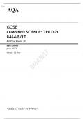 AQA GCSE COMBINED SCIENCE TRILOGY Biology Paper 1F Mark scheme June 2023- 8464/B/1F 