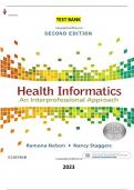 Test Bank - Health Informatics: An Interprofessional Approach 2nd Edition by Ramona Nelson & Nancy Staggers- Complete, Elaborated and Latest Test Bank. ALL Chapters (1-36) Included and Updated for 2023