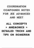 HANDWRITTEN DETAILED NOTES ON COORDINATION COMPOUNDS FOR JEE ADVANCED,JEE MAINS AND NEET UG