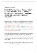 ATI Nursing Care of Children NGN ATI Nursing Care of Children EXAM  LATEST 2023-2024 ACTUAL EXAM  QUESTIONS AND CORRECT ANSWERS  (VERIFIED ANSWERS) |ALREADY  GRADED A+