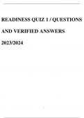 READINESS QUIZ 1 / QUESTIONS AND VERIFIED ANSWERS 2023/2024.