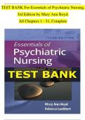 TEST BANK For Essentials of Psychiatric Nursing, 3rd Edition by Mary Ann Boyd & Rebecca Ann Luebbert | Verified Chapter's 1 - 31 | Complete Newest Version