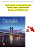 TEST BANK for Managerial Accounting: Creating Value in a Dynamic Business Environment, 13th Edition by Hilton | Verified Chapters 1 - 17 | Complete Newest Version