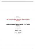 Adolescent Development for Educators, 1e Allison Ryan, Timothy Urdan, Eric Anderman (Test Bank All Chapters, 100% Original Verified, A+ Grade)