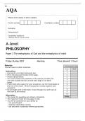 AQA A-level PHILOSOPHY Paper 2 JUNE 2023 QUESTION PAPER: The metaphysics of God and the metaphysics of mind