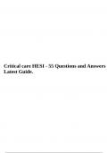 Critical care HESI - 55 Questions and Answers Latest Guide.
