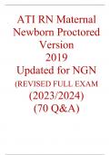 ATI RN Maternal Newborn Proctored Version  2019  Updated for NGN (REVISED FULL EXAM  (2023/2024)  (70 Q&A)