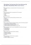Microbiology Test Questions (Prof. Jason Hoeksema Ole Miss BISC 210) Questions With Correct Answers.