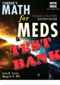BANK & SOLUTIONS for Math for Meds: Dosages and Solutions, 11th Edition 11th Edition by Anna M. Curren & Margaret All Chapters 1-23.   