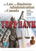 TEST BANK for Law and Business Administration in Canada, 15th Edition by J. Smyth, Dan Soberman, A. Easson and Shelley McGill