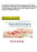 Test Bank For Maternal-Newborn Nursing, The Critical Components Of Nursing Care 3rd Edition Roberta Durham, Linda Chapman |Complete Guide | All Chapters Rated A+ (LATEST VERSION ‘23/24).
