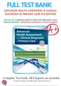 Test Bank For Advanced Health Assessment and Clinical Diagnosis in Primary Care, 6th Edition by Joyce Dains, Linda Ciofu Baumann, Pamela Scheibel | 9780323554961 | 2020-2021 |Chapter 1-42 | All Chapters with Answers and Rationals