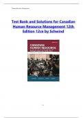 Test Bank for Canadian Human Resource Management 12th Edition Schwind / All Chapters 1 - 13 / Full Complete 2023/2024