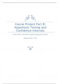 MATH 534 Week 6 Course Project, Part B - Hypothesis Testing andConfidence Intervals (Keller 2023).docx