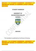 BIOLOGY 1123 STUDENT HANDBOOK –UNIVERSITY OF ROCHESTER SCHOOL OF NURSING LATEST UPDATE 2023/2024 