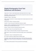 Digital Photography Final Test Questions and Answers