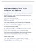 Digital Photography- Final Exam Questions and Answers
