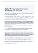 Digital Photography Final Exam Questions and Answers