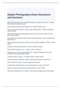 Digital Photography Exam Questions and Answers