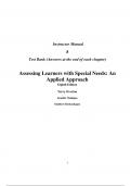 Assessing Learners with Special Needs An Applied Approach, 8e Terry Overton (Instructor Manual With Test Bank. All Chapters 100% Original Verified)